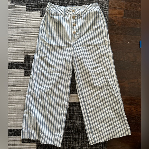 Madewell Emmet Indigo Wide Leg Crop Striped jean, 28 - Picture 9 of 10